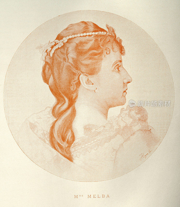 Nellie Melba肖像，澳大利亚歌剧女高音，歌剧歌手，1890年代，19世纪